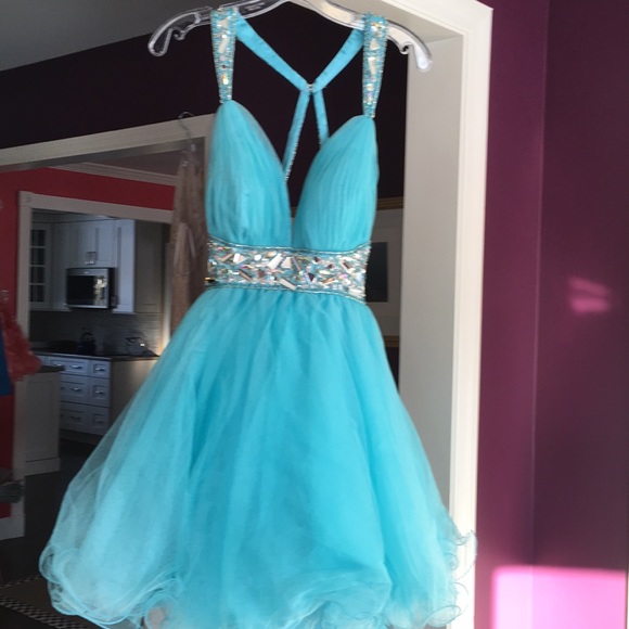 Hannah Dresses & Skirts - Short prom party formal dress black turquoise sz 6